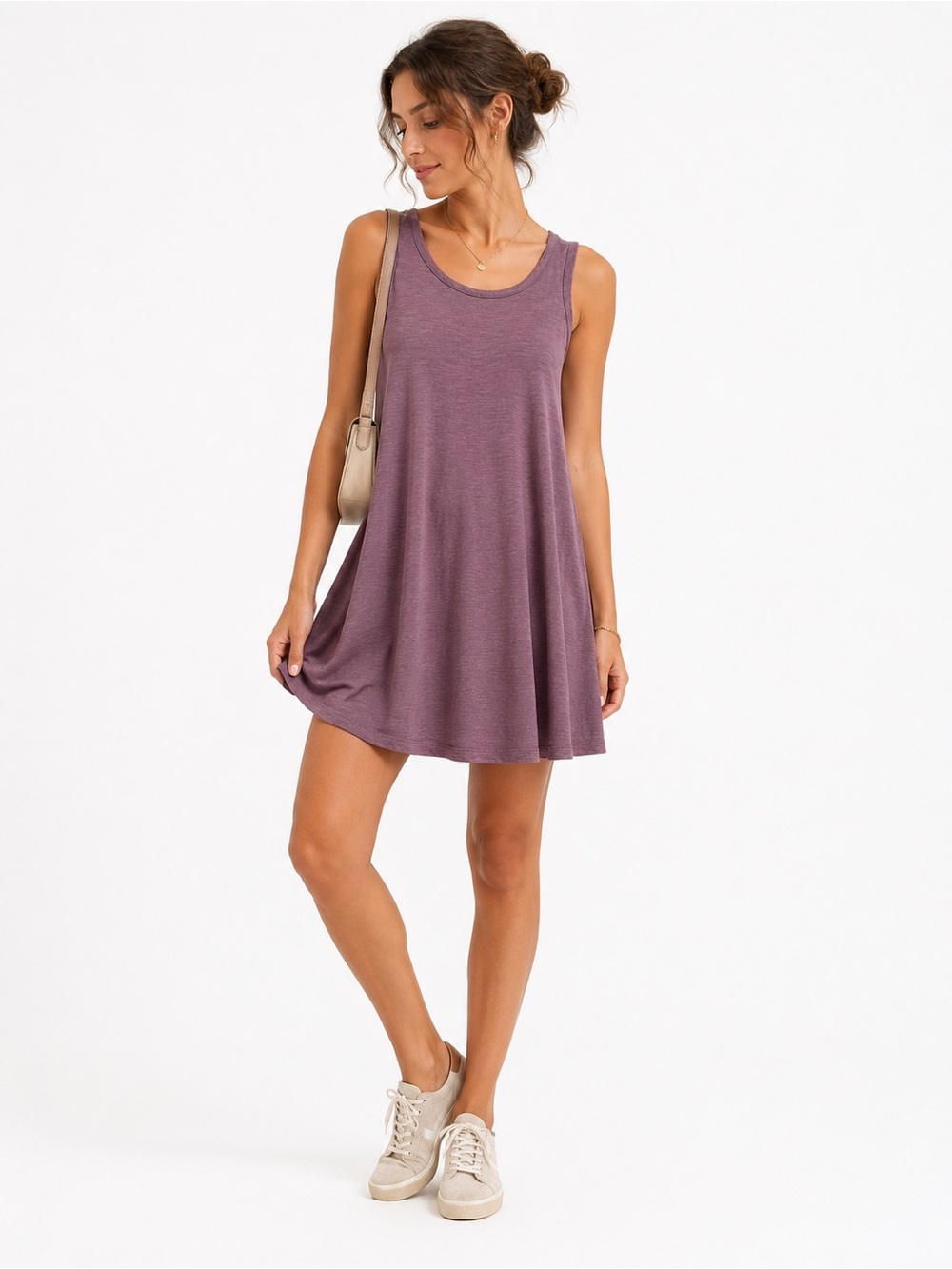 Madewell Mauve Swing Dress Small Sleeveless Minimalist T-Shirt Dress